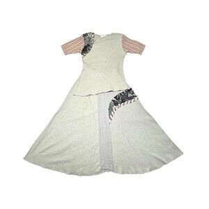 MADELEINE GAUCHER Two Piece Knit Set Top Maxi Skirt Lt Green Multicolor Medium